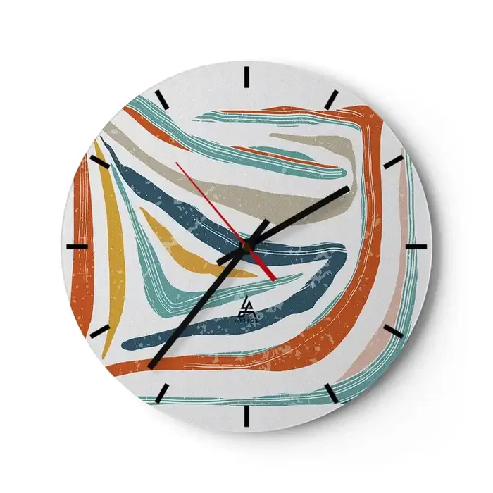 Reloj de pared – Reloj de vidrio – Abstracción sonriente y amistosa – 40×40 cm