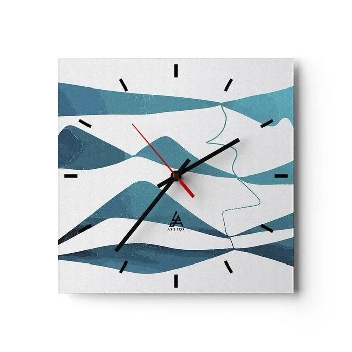 Reloj de pared – Reloj de vidrio – Abstracción un compuesto turquesa – 40×40 cm