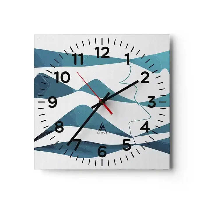 Reloj de pared – Reloj de vidrio – Abstracción un compuesto turquesa – 40×40 cm