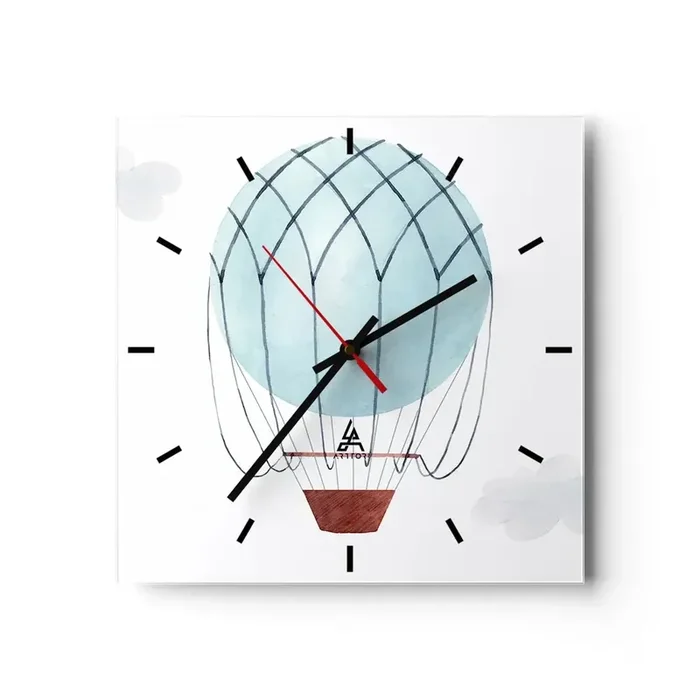 Reloj de pared – Reloj de vidrio – Acariciando las nubes – 40×40 cm