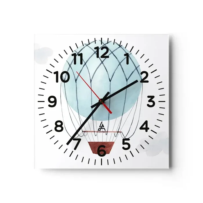 Reloj de pared – Reloj de vidrio – Acariciando las nubes – 40×40 cm