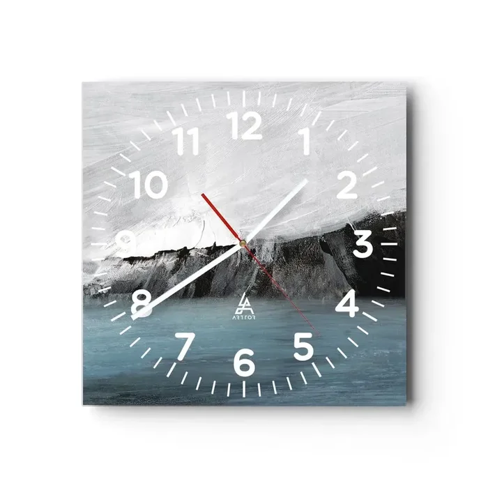 Reloj de pared – Reloj de vidrio – Agua – tierra un choque de elementos – 40×40 cm