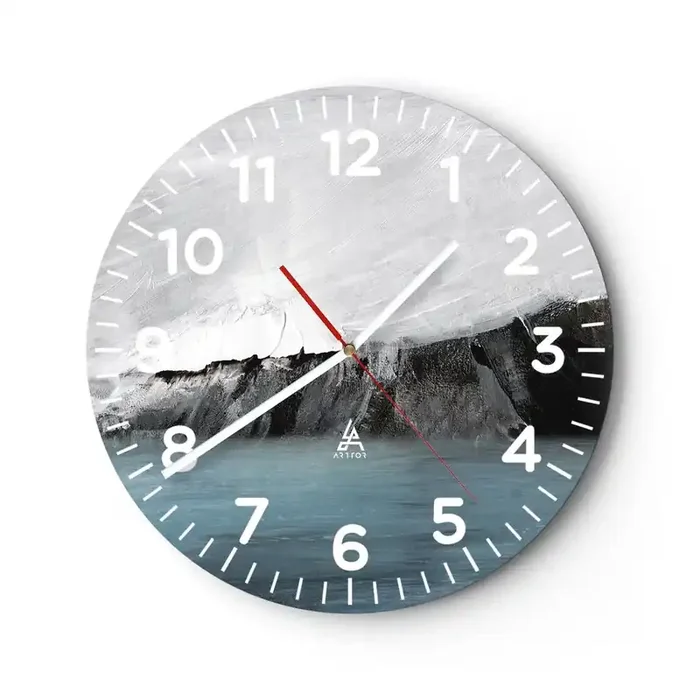 Reloj de pared – Reloj de vidrio – Agua – tierra un choque de elementos – 40×40 cm