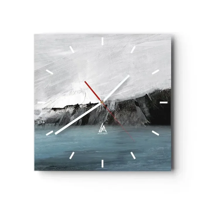 Reloj de pared – Reloj de vidrio – Agua – tierra un choque de elementos – 40×40 cm