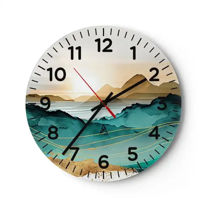 Reloj de pared – Reloj de vidrio – Al borde de la abstracción – paisaje – 30×30 cm