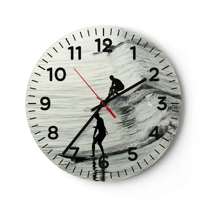 Reloj de pared – Reloj de vidrio – Al encuentro de la ola – 30×30 cm