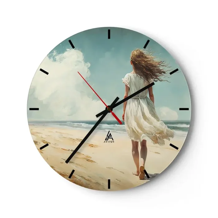 Reloj de pared – Reloj de vidrio – Al encuentro del sol y del viento – 40×40 cm
