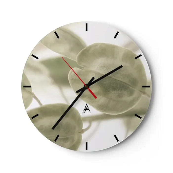Reloj de pared – Reloj de vidrio – Al principio de los tiempos había hojas… – 40×40 cm
