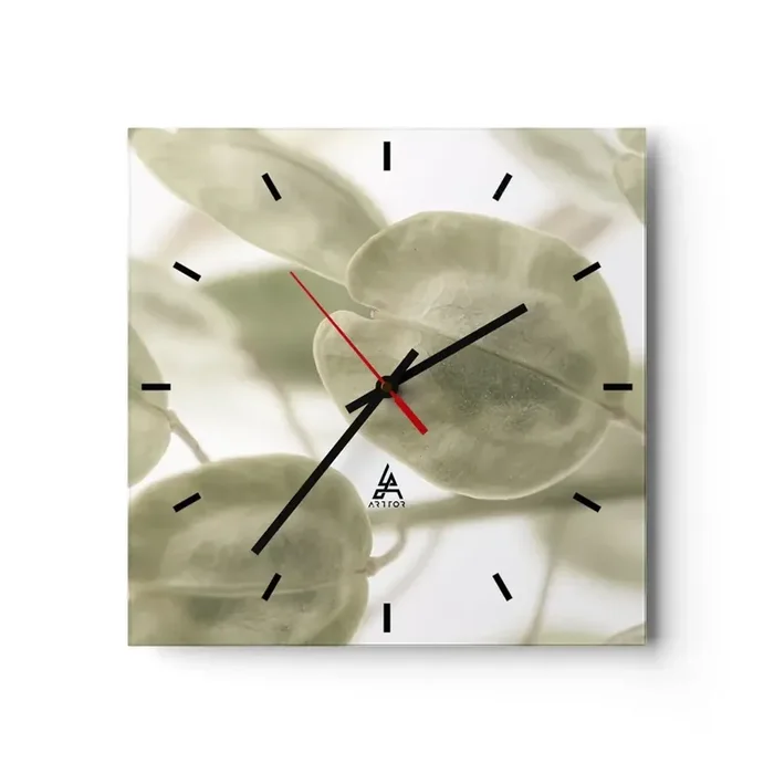 Reloj de pared – Reloj de vidrio – Al principio de los tiempos había hojas… – 40×40 cm