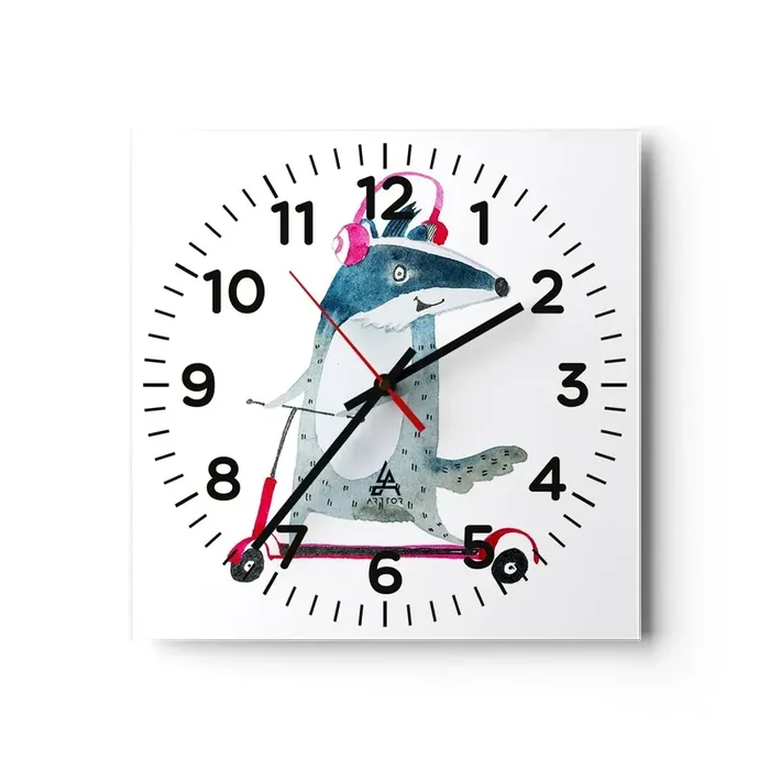 Reloj de pared – Reloj de vidrio – Alegrías de tejón – 30×30 cm