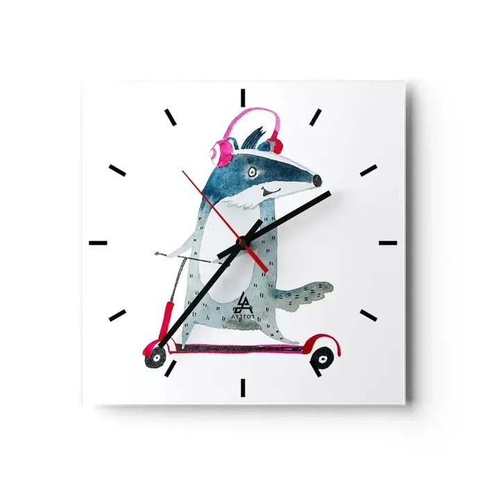 Reloj de pared – Reloj de vidrio – Alegrías de tejón – 40×40 cm