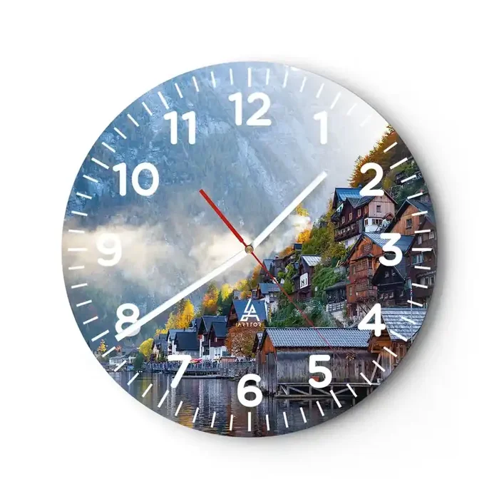 Reloj de pared – Reloj de vidrio – Ambiente alpino – 30×30 cm