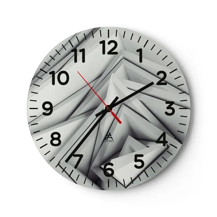 Reloj de pared – Reloj de vidrio – Ángulos afilados – 40×40 cm