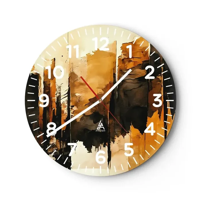 Reloj de pared – Reloj de vidrio – Armonía de negro y oro – 40×40 cm