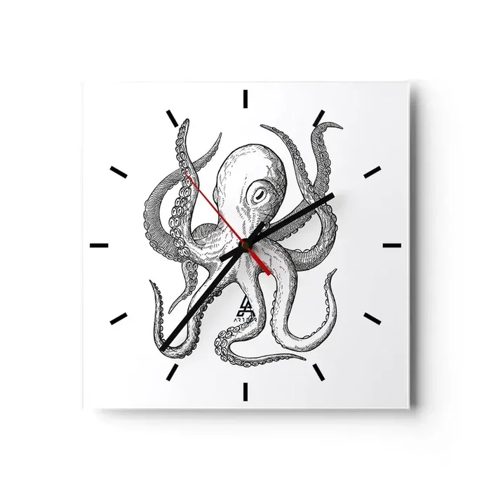 Reloj de pared – Reloj de vidrio – Bailando con olas – 40×40 cm