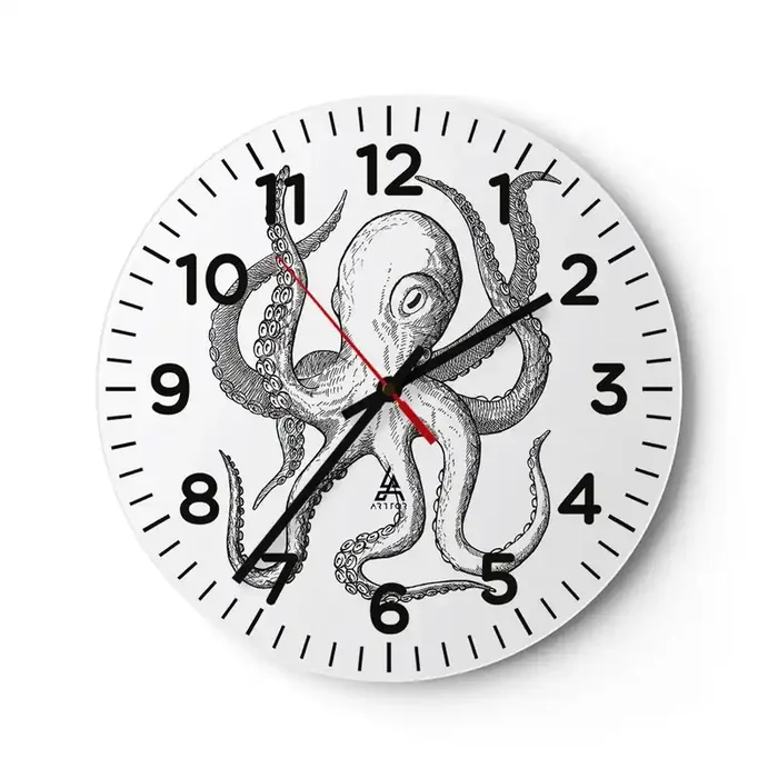 Reloj de pared – Reloj de vidrio – Bailando con olas – 40×40 cm