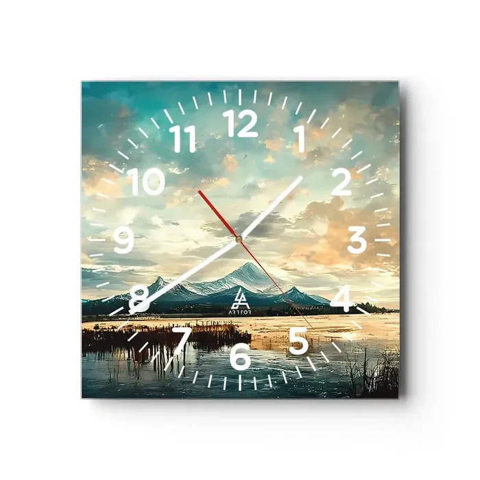 Reloj de pared – Reloj de vidrio – Bajo la protección del cielo – 40×40 cm