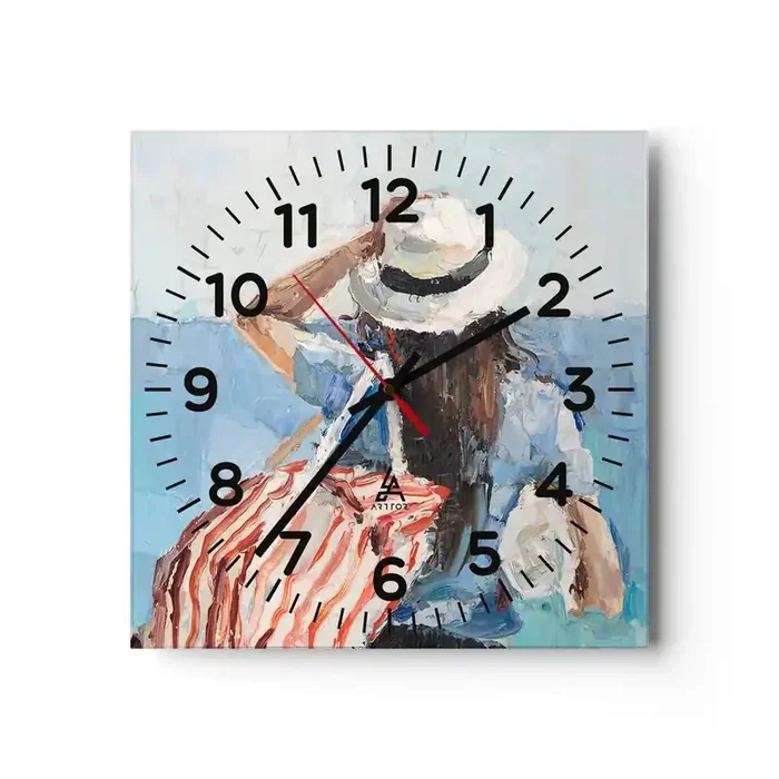 Reloj de pared – Reloj de vidrio – Bienvenida a tus vacaciones – 30×30 cm