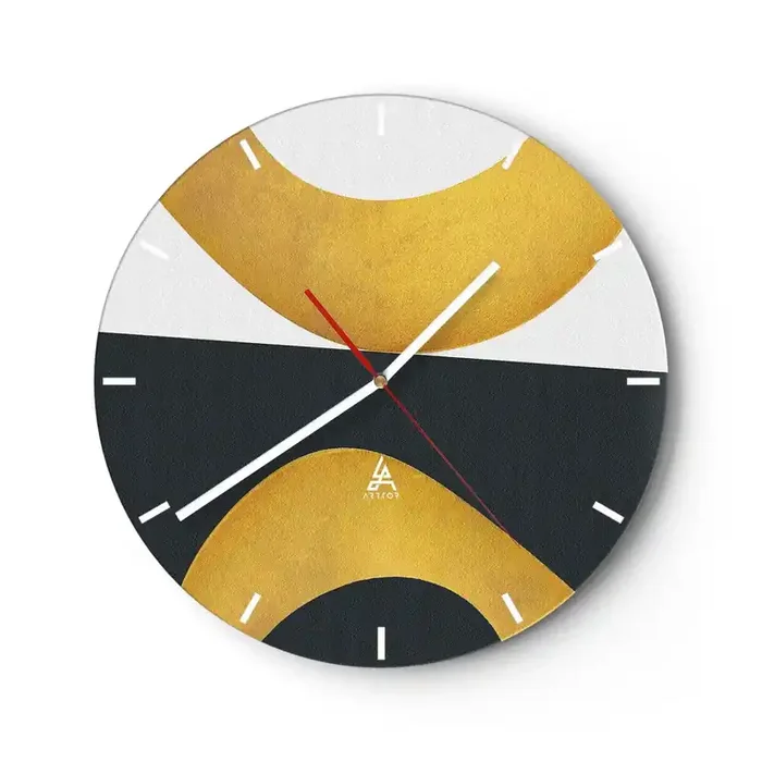 Reloj de pared – Reloj de vidrio – Blanco, negro, dorado – 40×40 cm