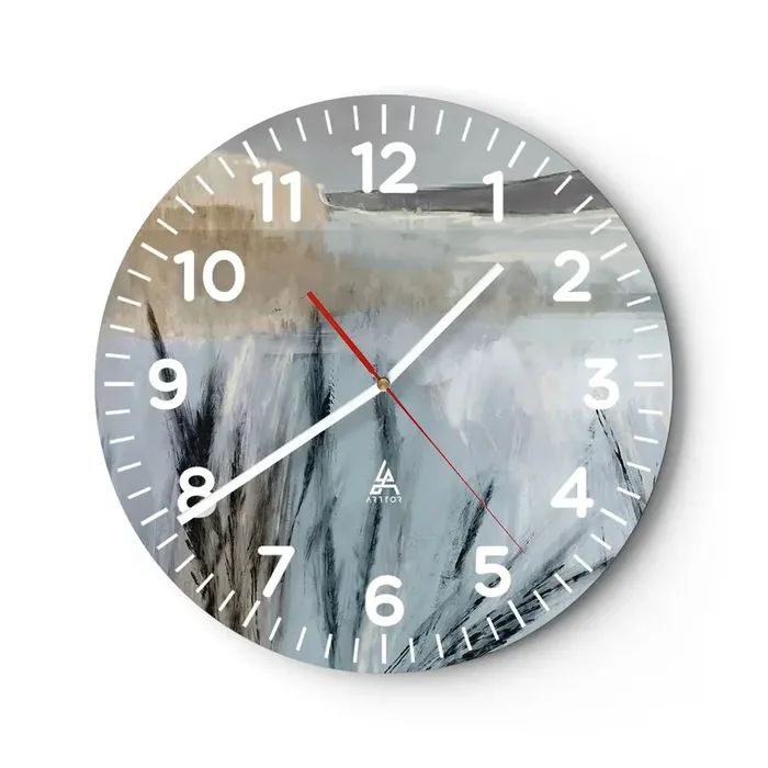 Reloj de pared – Reloj de vidrio – Campos de invierno – 30×30 cm