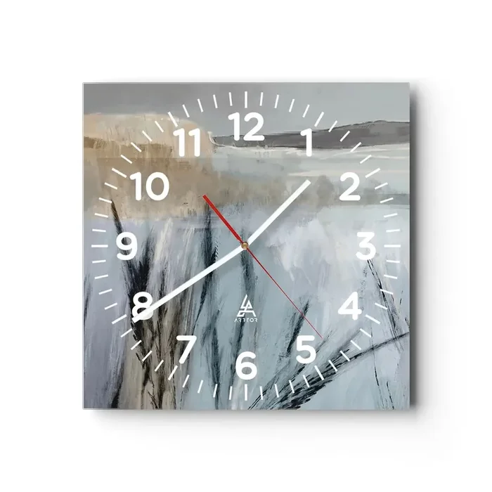 Reloj de pared – Reloj de vidrio – Campos de invierno – 40×40 cm