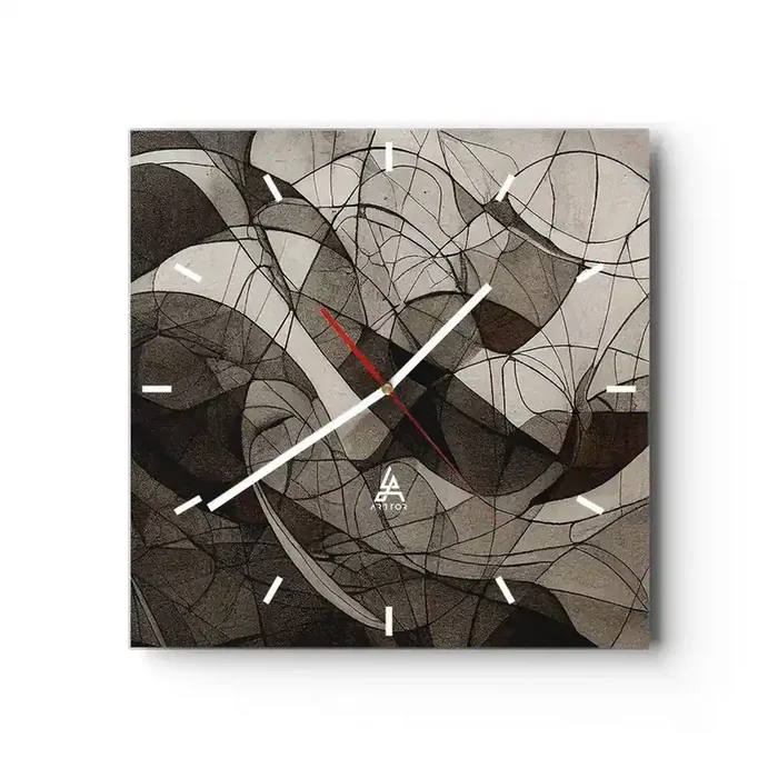 Reloj de pared – Reloj de vidrio – Circulación en colores tierra – 40×40 cm