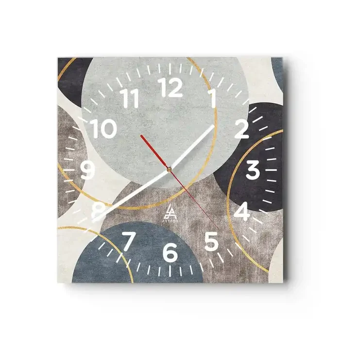 Reloj de pared – Reloj de vidrio – Círculo tras círculo – 40×40 cm
