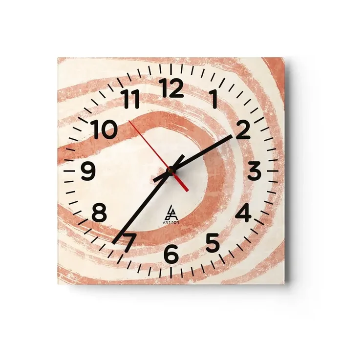 Reloj de pared – Reloj de vidrio – Círculos de coral – composición – 40×40 cm
