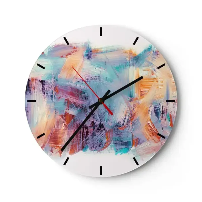 Reloj de pared – Reloj de vidrio – Colorido desorden – 40×40 cm