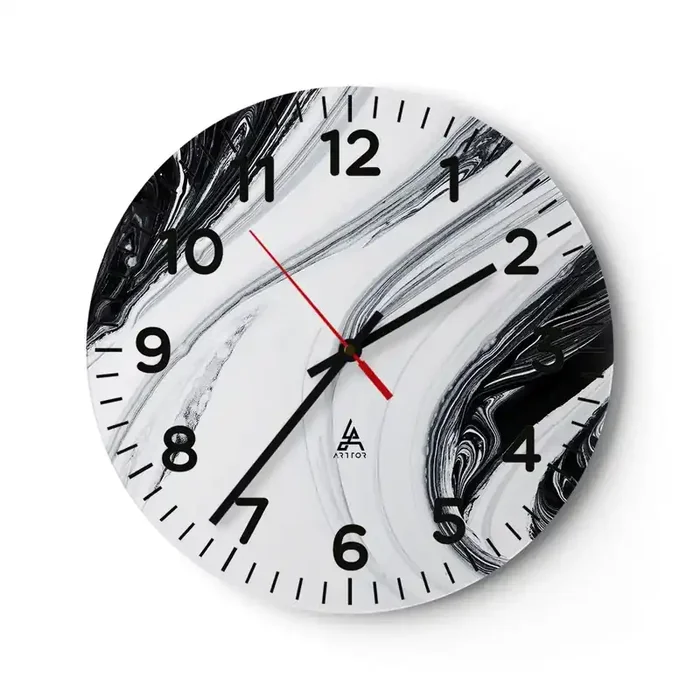 Reloj de pared – Reloj de vidrio – Combinando opuestos – 30×30 cm