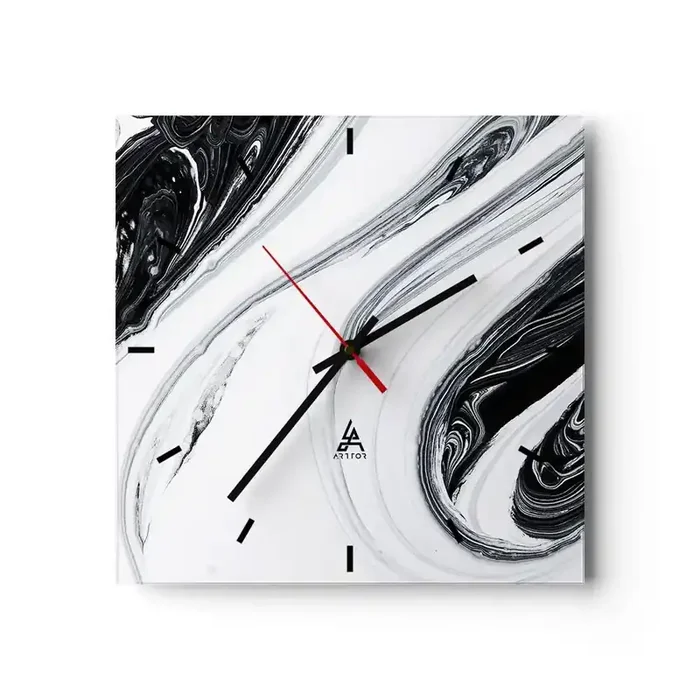 Reloj de pared – Reloj de vidrio – Combinando opuestos – 40×40 cm