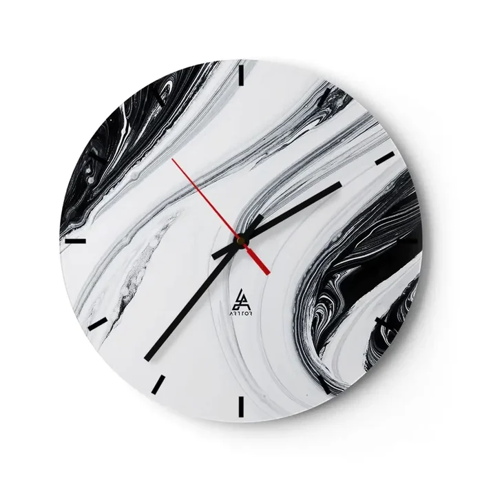 Reloj de pared – Reloj de vidrio – Combinando opuestos – 40×40 cm