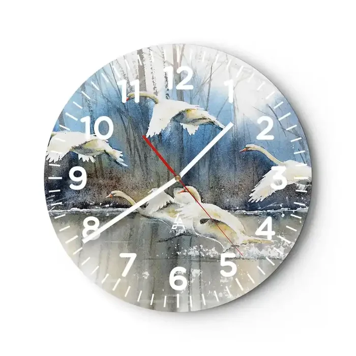 Reloj de pared – Reloj de vidrio – Como en un cuento de cisnes salvajes – 40×40 cm