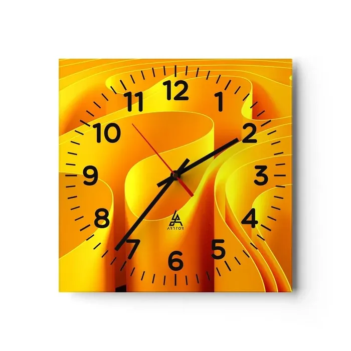 Reloj de pared – Reloj de vidrio – Como las olas del sol – 40×40 cm