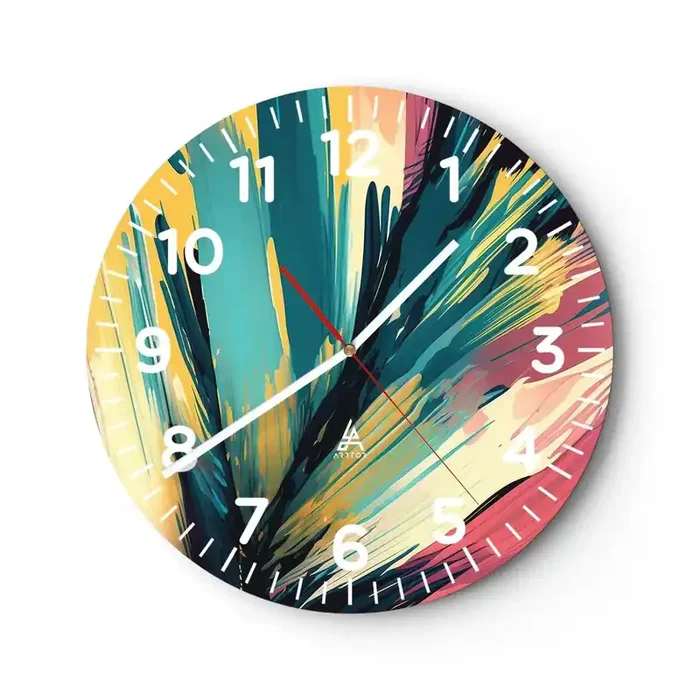 Reloj de pared – Reloj de vidrio – Composición – una explosión de alegría – 30×30 cm