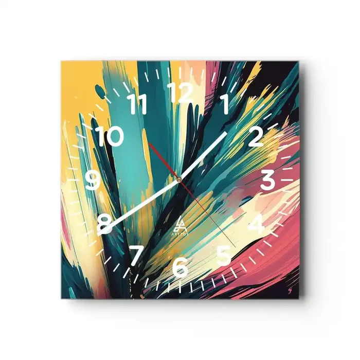 Reloj de pared – Reloj de vidrio – Composición – una explosión de alegría – 40×40 cm