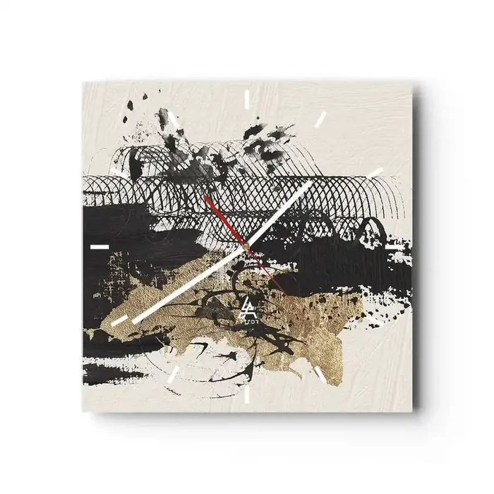 Reloj de pared – Reloj de vidrio – Composición con pasión – 40×40 cm