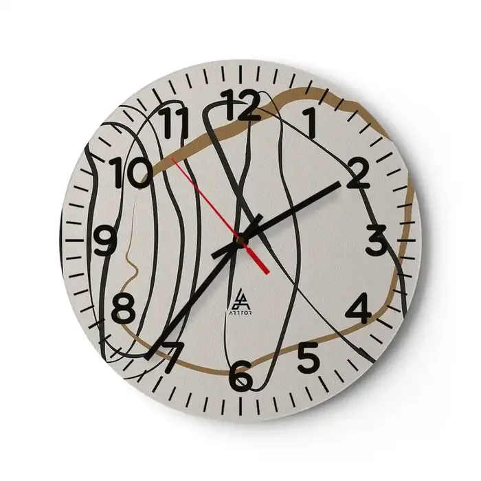 Reloj de pared – Reloj de vidrio – Composición danza lineal – 30×30 cm