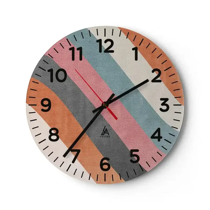 Reloj de pared – Reloj de vidrio – Composición diagonal – movimiento – 30×30 cm