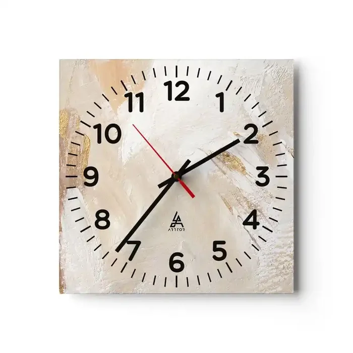 Reloj de pared – Reloj de vidrio – Composición en pastel – 30×30 cm