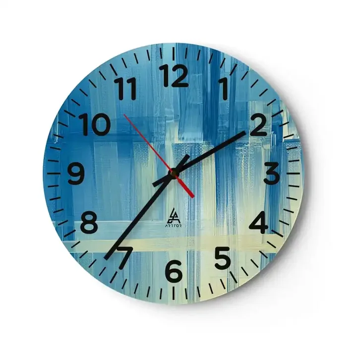 Reloj de pared – Reloj de vidrio – Composición en turquesa – 30×30 cm