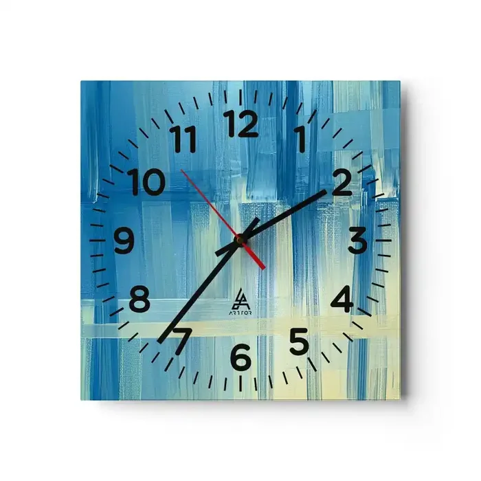 Reloj de pared – Reloj de vidrio – Composición en turquesa – 30×30 cm