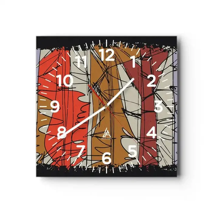 Reloj de pared – Reloj de vidrio – Composición espontánea – 30×30 cm