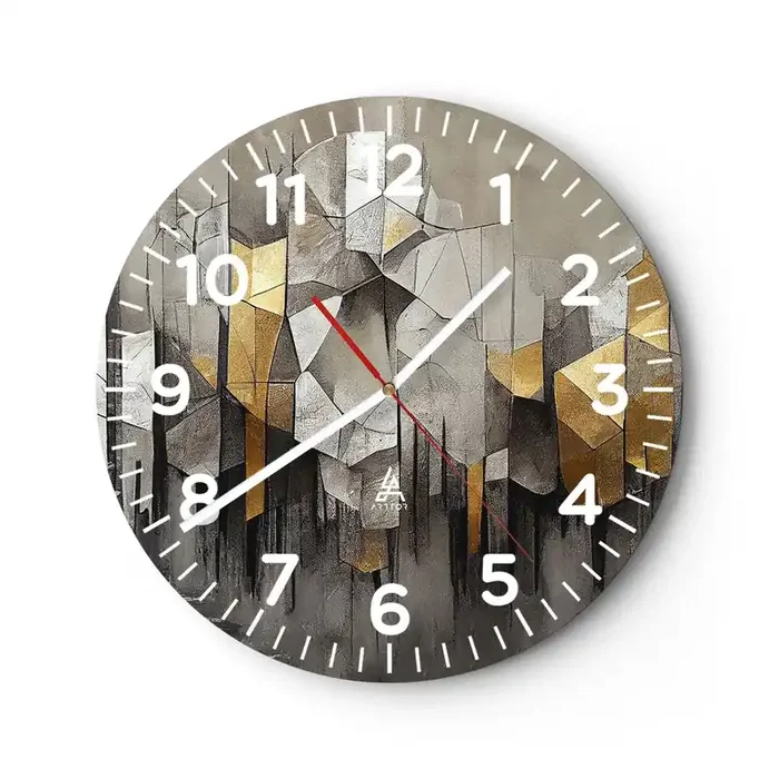 Reloj de pared – Reloj de vidrio – Composición hecha de hielo y luz – 40×40 cm