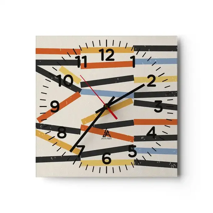 Reloj de pared – Reloj de vidrio – Composición horizontal – 40×40 cm