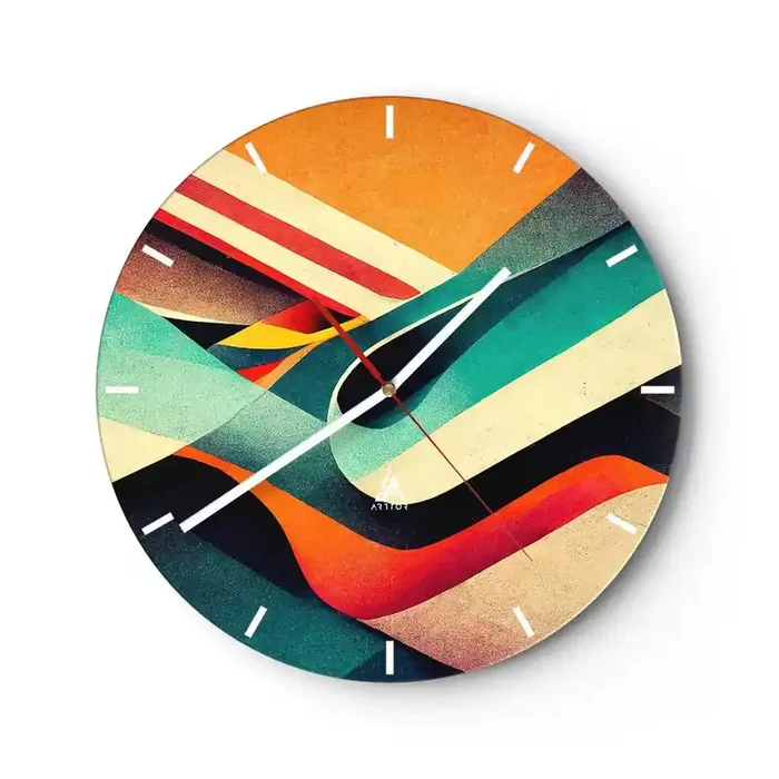 Reloj de pared – Reloj de vidrio – Composición intensa – 40×40 cm