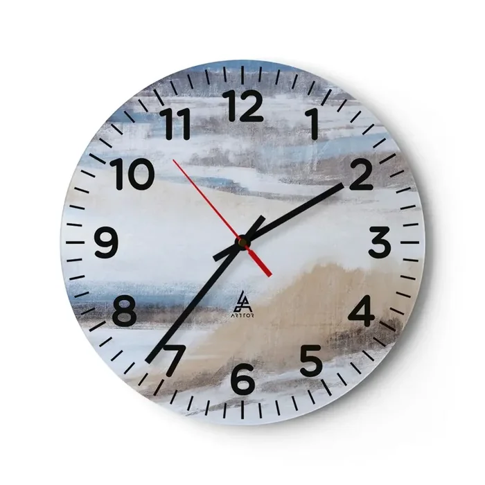 Reloj de pared – Reloj de vidrio – Composición invernal – 30×30 cm