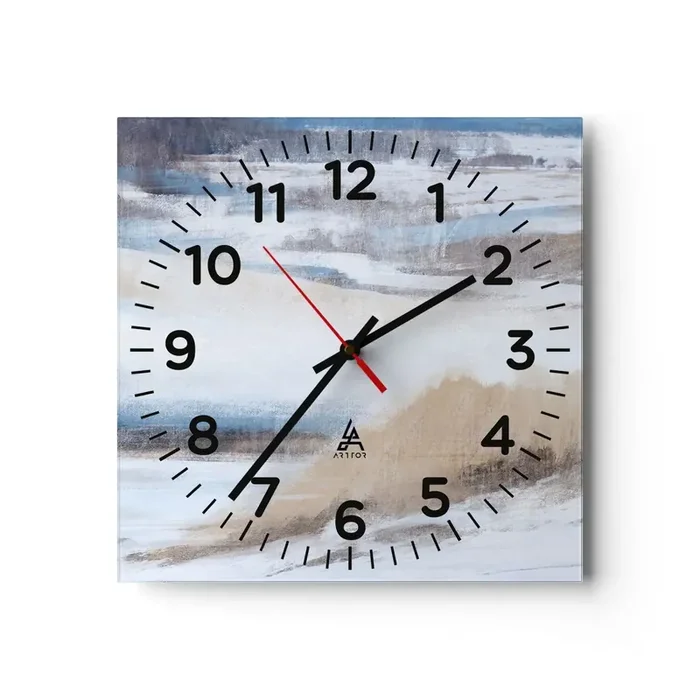 Reloj de pared – Reloj de vidrio – Composición invernal – 40×40 cm