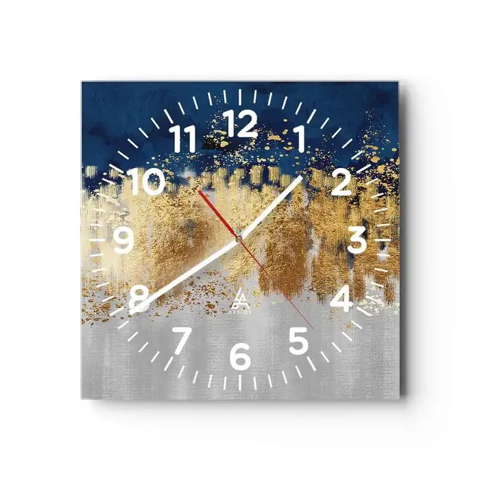 Reloj de pared – Reloj de vidrio – Composición moderna con chispas – 30×30 cm