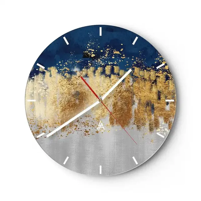 Reloj de pared – Reloj de vidrio – Composición moderna con chispas – 40×40 cm
